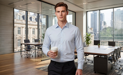 Wrinkle-free taped dress shirt